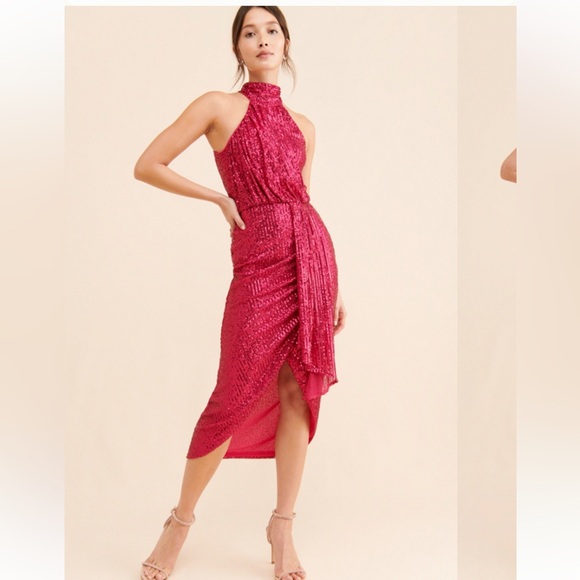 SAYLOR Dresses & Skirts - Saylor Dress Size XS XSmall Sequin Pink Halter Party Cocktail New NWT Prom Read